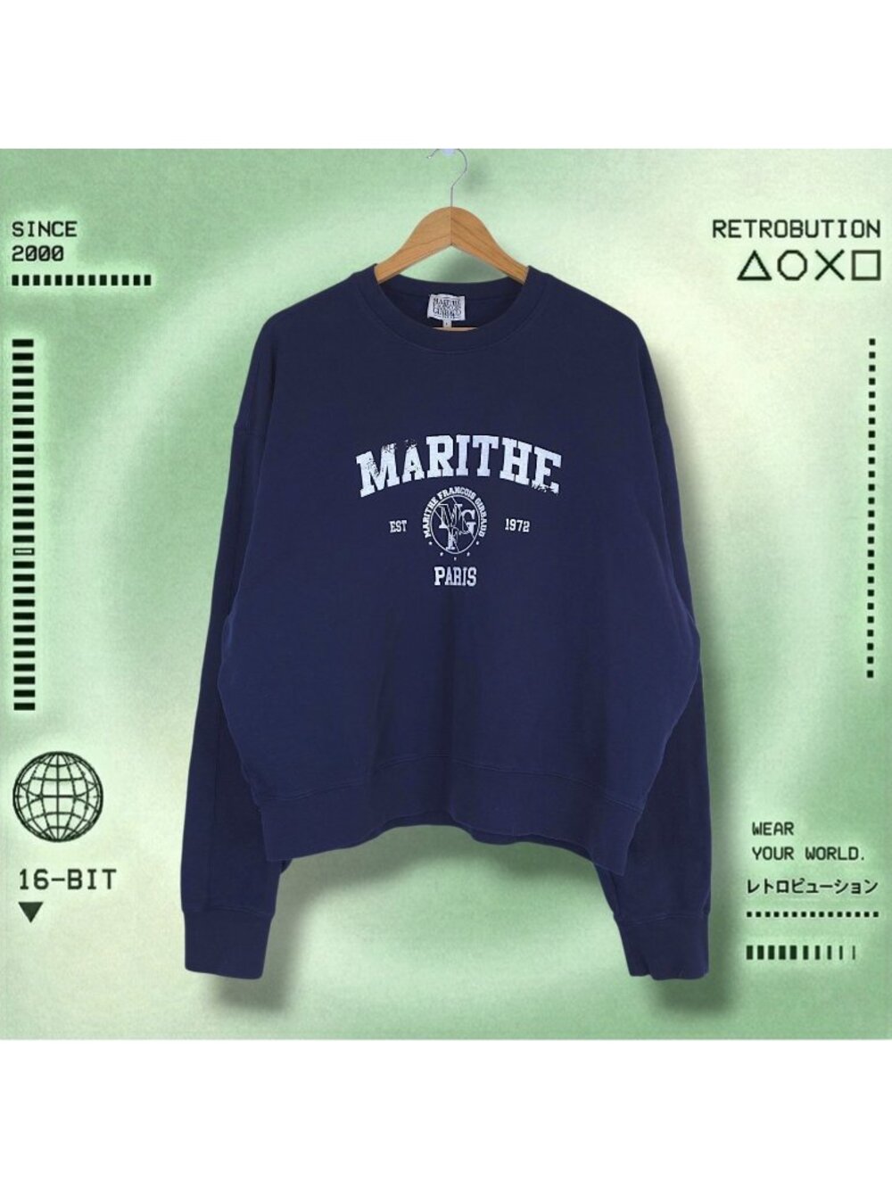 Marithe Francois Girbaud Spellout Crewneck Sweatshirt Blue Size L